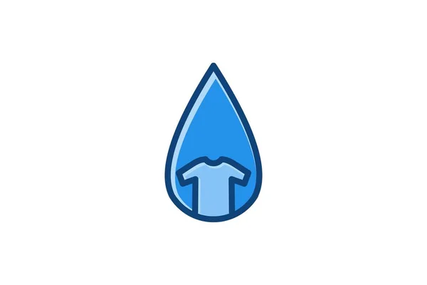 Wassertropfen Und Shirt Wäscherei Logo Designs Inspiration Isoliert Auf Weißem — Stockvektor