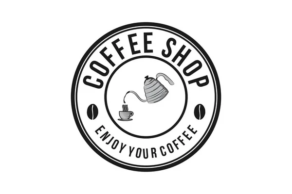 Versando Caffè Vetro Logo Vintage Caffè Disegni Ispirazione Isolato Sfondo — Vettoriale Stock