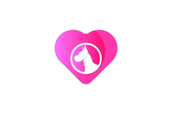 Sylwetka Głowa Psa Zwierzę Miłość Logo Projekty Inspiracji Izolowane Białym — Wektor stockowy