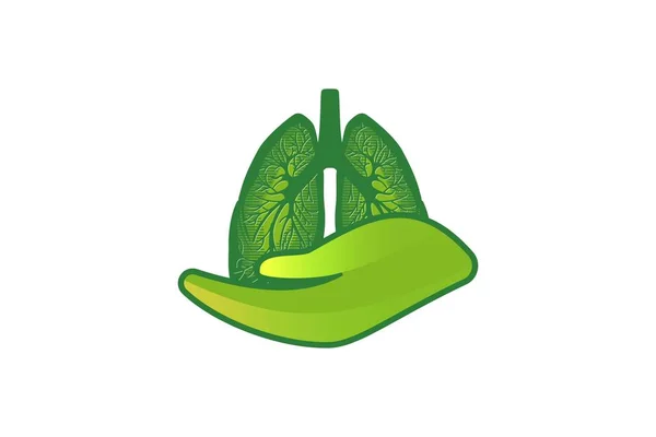 Logotipo Cuidado Pulmonar Verde Diseños Inspiración Aislado Sobre Fondo Blanco — Archivo Imágenes Vectoriales