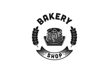 Cupcake ve buğday, vintage ekmek logo tasarımları ilham izole beyaz arka plan üzerinde