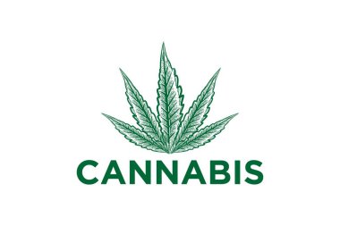 El kenevir yaprak logo tasarımları ilham izole beyaz arka plan üzerinde çekilmiş.