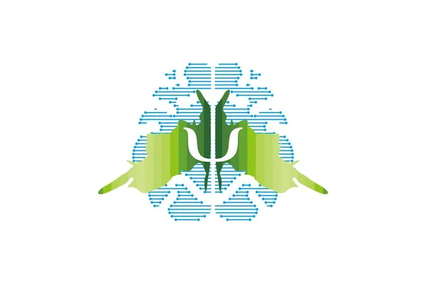Medizin Gehirn Tech Logo Designs Inspiration Isoliert Auf Weißem Hintergrund — Stockvektor