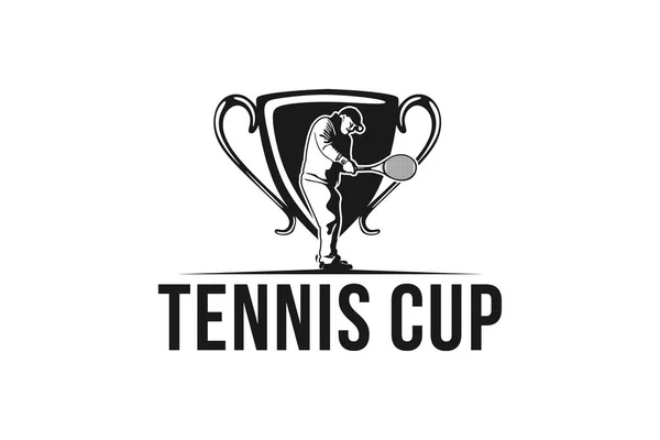 Jugador Tenis Logo Copa Tenis Diseños Inspiración Aislado Sobre Fondo — Vector de stock