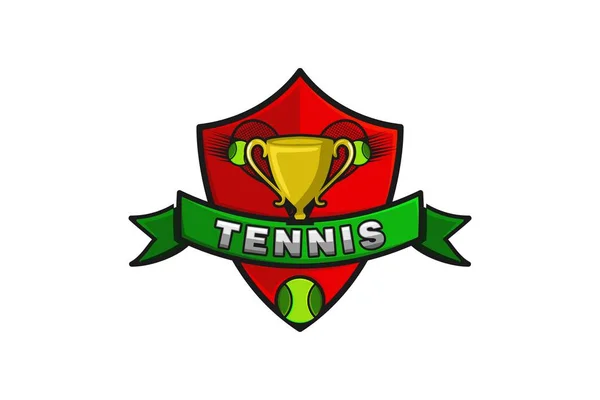 Tennisspieler Tennis Cup Logo Designs Inspiration Isoliert Auf Weißem Hintergrund — Stockvektor