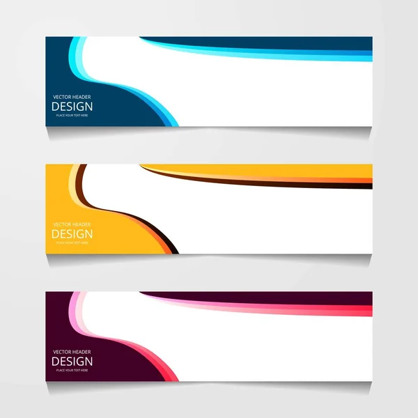 Αφηρημένο Σχέδιο Banner Web Πρότυπο Τρεις Διαφορετικού Χρώματος Διάταξη Header — Διανυσματικό Αρχείο