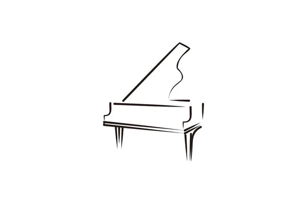 Pianoforte Mono Line Logo Musicale Disegni Ispirazione Isolato Sfondo Bianco — Vettoriale Stock