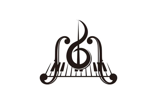 Keman Piyano Anahtar Müzik Aleti Logo Tasarımları Ilham Izole Beyaz — Stok Vektör