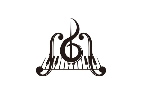 Violín Piano Key Instrumento Musical Logo Diseños Inspiración Aislado Sobre — Vector de stock