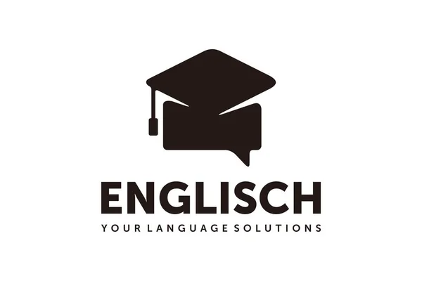 Καπάκι Αποφοίτηση Chat Γλώσσα Μάθημα Λογότυπο Σχέδια Έμπνευση Απομονωθεί Λευκό — Διανυσματικό Αρχείο