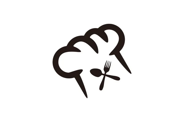 Chef Kok Hoed Stak Van Lepel Vork Restaurant Logo Ontwerpen — Stockvector
