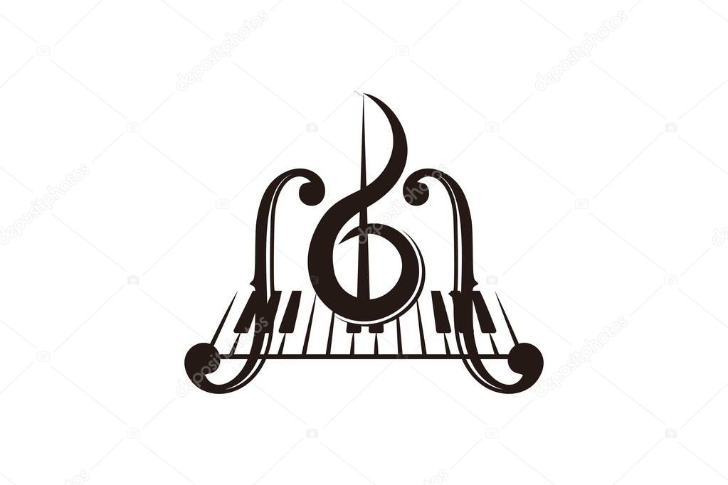 Violin, piano key, musical instrument logo Designs Inspiration Isolated on White Background