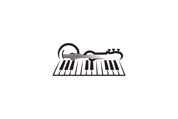 Logo Violino Pianoforte Disegni Ispirazione Isolato Sfondo Bianco — Vettoriale Stock
