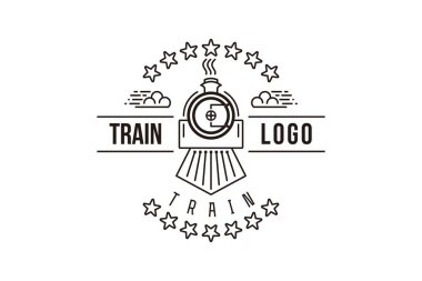 Vintage mono line tren logo tasarımları ilham izole beyaz arka plan üzerinde