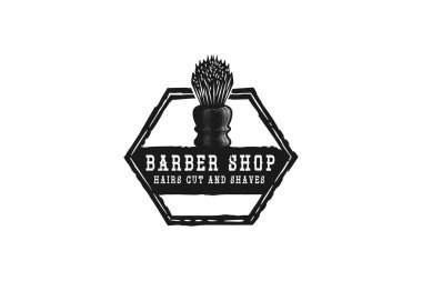 fırça tıraş, el kuaför dükkanı logo tasarımları ilham izole beyaz arka plan üzerinde çekilmiş