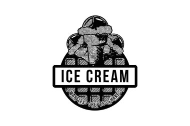 El dondurma logo tasarımları ilham izole beyaz arka plan üzerinde çekilmiş.