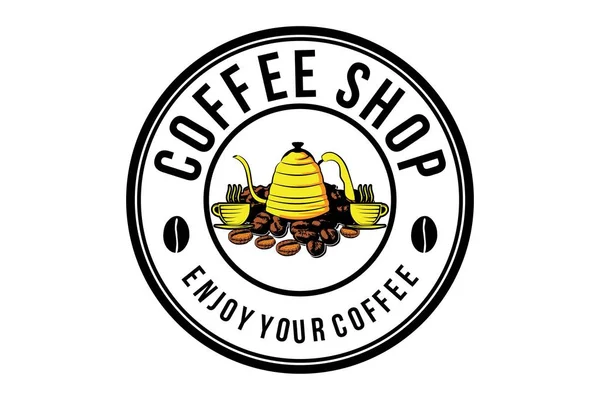 Vintage Coffeeshop Logo Ontwerpen Inspiratie Geïsoleerd Witte Achtergrond — Stockvector