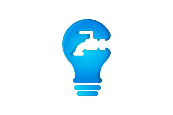 Bombilla Grifo Tubería Agua Logotipo Idea Plomería Diseños Inspiración Aislado — Vector de stock