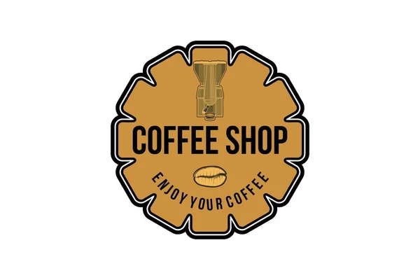 Vintage Grinder Koffie Logo Ontwerpen Inspiratie Geïsoleerd Witte Achtergrond — Stockvector