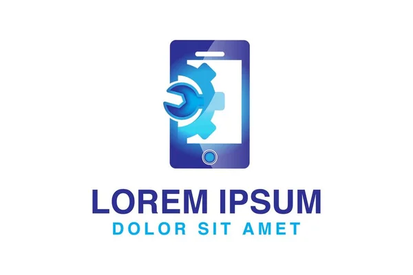 Engranaje Herramienta Servicio Logotipo Reparación Teléfonos Diseños Inspiración Aislado Sobre — Vector de stock