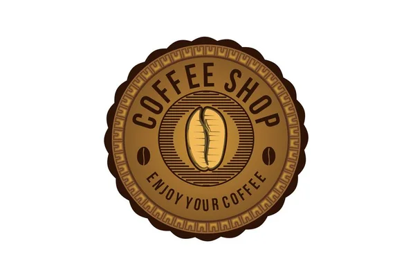 Vintage Koffieboon Ronde Embleem Logo Ontwerpen Inspiratie Geïsoleerd Witte Achtergrond — Stockvector