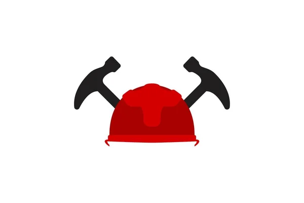 Protection Helmet Hammer Repair Logo Designs Inspiration Isolated White Background — Stock Vector