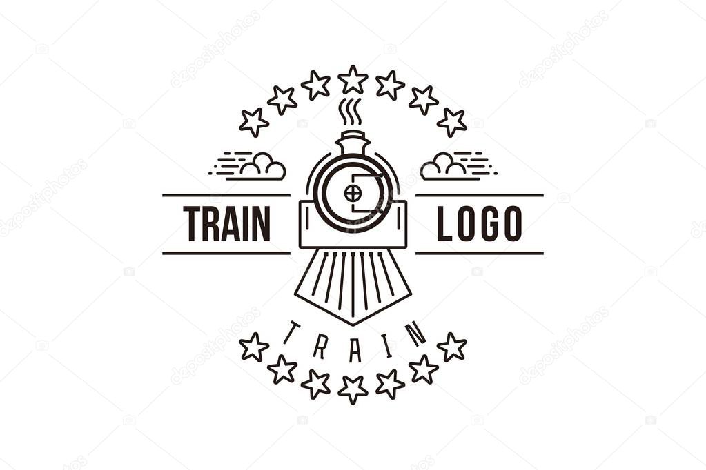 Vintage mono line train logo Designs Inspiration Isolated on White Background