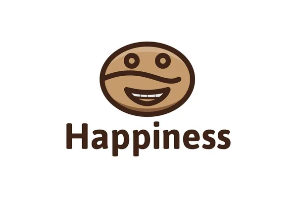 Coffee Bean Happy Emotikonu Kavárně Logo Logo Vzory Inspirace Izolované — Stockový vektor