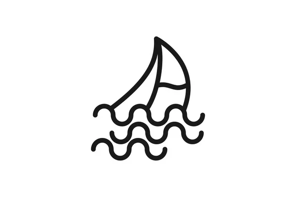 Bateau Mono Line Logo Designs Inspiration Isolé Sur Fond Blanc — Image vectorielle