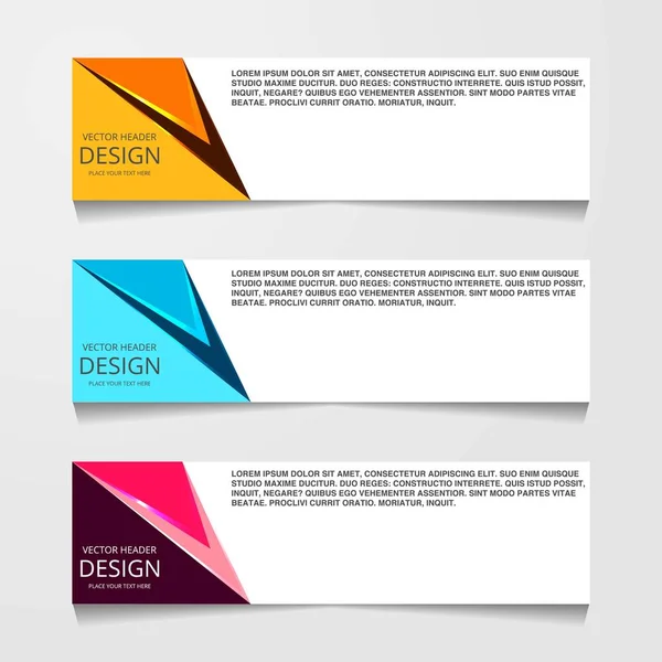 Banner Design Astratto Modello Web Con Tre Colori Diversi Modelli — Vettoriale Stock