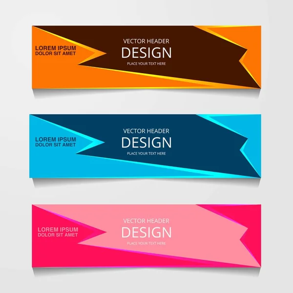 Banner Design Abstrato Modelo Web Com Três Cores Diferentes Modelos —  Vetores de Stock