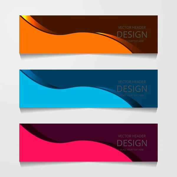 Abstract Design Banner Web Template Three Different Color Layout Header — Stock Vector