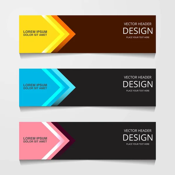 Abstract Ontwerp Banner Websjabloon Met Drie Verschillende Kleur Lay Out — Stockvector