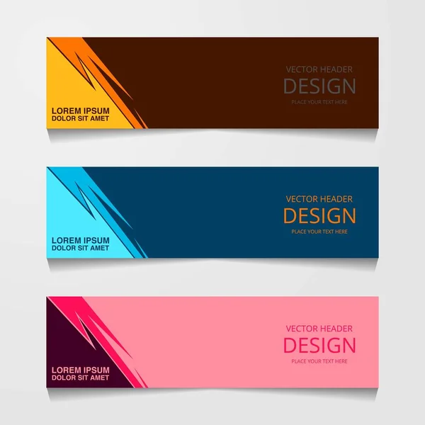 Abstract Design Banner Web Template Three Different Color Layout Header — Stock Vector