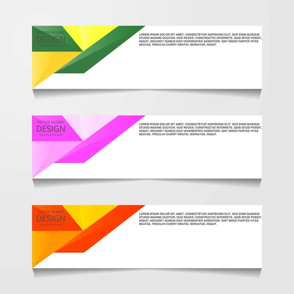 Banner Design Abstrato Modelo Web Com Três Cores Diferentes Modelos — Vetor de Stock