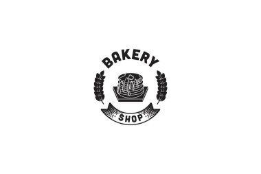 Vintage cupcake, buğday tahıl, ekmek logosu