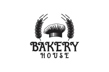 Buğday tahıl, Chef şapka, Vintage ekmek Logo