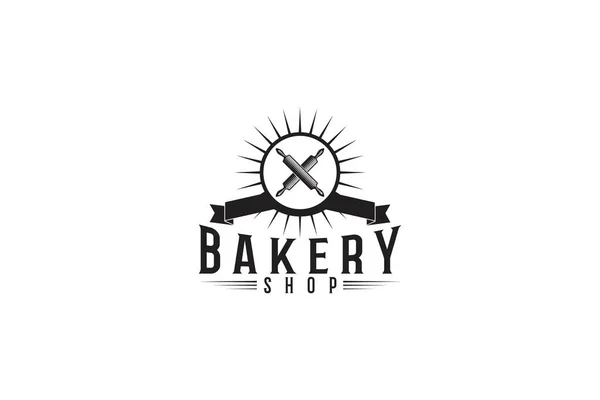Пекарня Скрещенные Булавки Логотип Дизайн Вдохновение Изолированы Белом Фоне — стоковый вектор