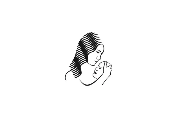 Mor Och Barn Logotyp Mönster Inspiration Isolerade Vit Bakgrund — Stock vektor