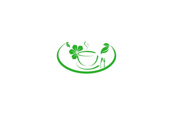 Miska Łyżka Ekologiczne Zdrowa Żywność Logo Projekty Inspiracji Izolowane Białym — Wektor stockowy