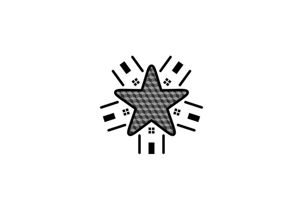 Star Home House Apartemen Logo Designasi Terisolasi Latar Belakang Putih - Stok Vektor