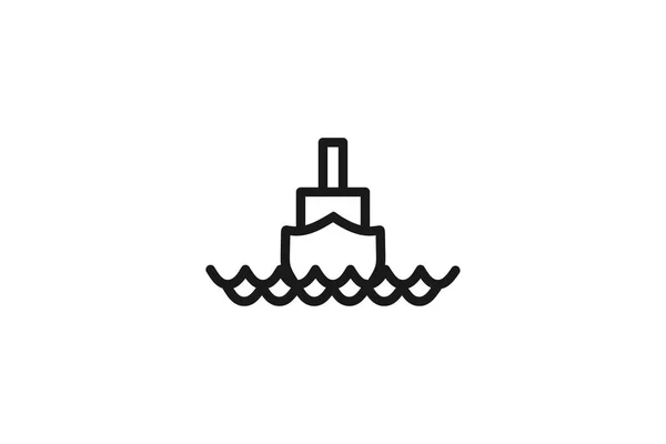 Logotipo Navio Onda Projetos Inspiração Isolada Fundo Branco — Vetor de Stock