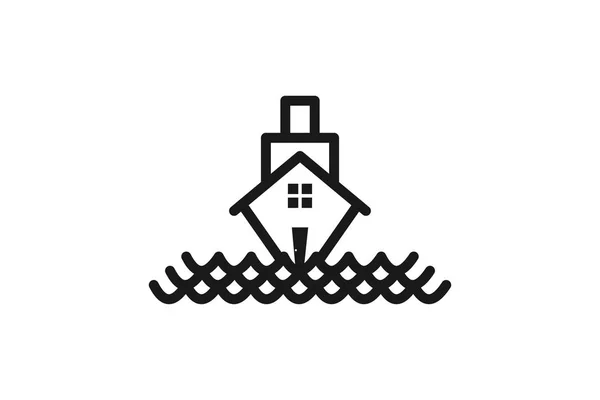 Logo Bateau Maison Dessins Inspiration Isolé Sur Fond Blanc — Image vectorielle