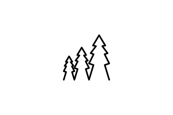 Fir Tree Mono Line Logo Proiectează Inspirație Izolată Fundal Alb — Vector de stoc