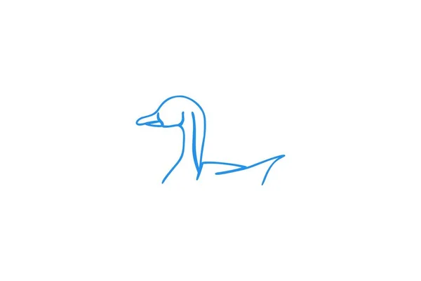 Swan Mono Line Logotyp Mönster Inspiration Isolerad Vit Bakgrund — Stock vektor