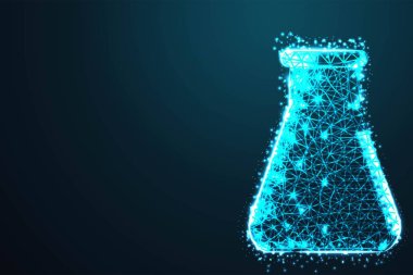 Laboratuvar şişesi, tüp ile mavi gökyüzü ile dots, ufalanmış kenarında yıldızlar ve takımyıldızı, illüstrasyon gibi görünüyor