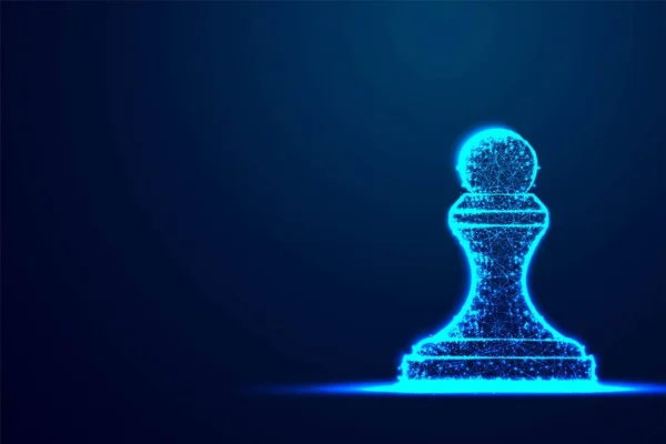 Chess Bonde Wireframe Polygon Blå Ramkonstruktion Business Strategi Konceptdesign Abstrakta — Stock vektor