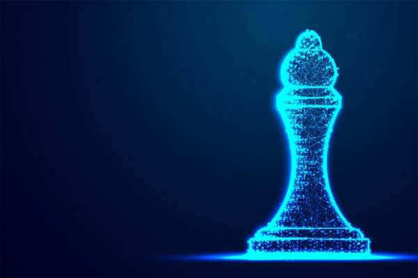 チェス女王ワイヤ フレーム ポリゴン ブルー フレーム構造 ビジネス戦略 将来の競争の概念設計 抽象的な低ポリ 三角形 多角形 — ストックベクタ