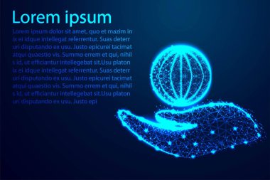 Dünya'yı tutan el, Soyut Düşük poli vektör illüstrasyon