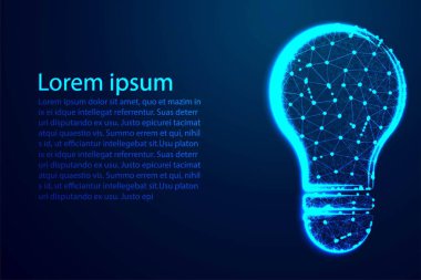 Ampul. kavram fikri. Nokta ve çizgi nin bağlanmasından soyut tasarımlar. vektör illüstrasyon